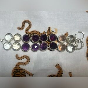 Sterling Silver Amethyst Crystal Circle Link Made In India Bracelet